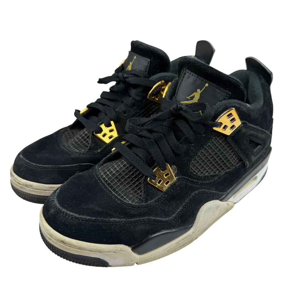 Nike Air Jordan 4 Royalty Black Gold Size 7Y Sneakers